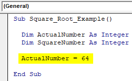 VBA Square root Example 1-2