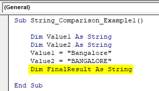 VBA String Comparison Example 1.2