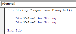 VBA String Comparison Example 1