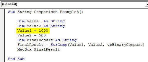 VBA String Comparison Example 3.2