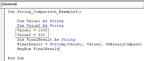 VBA String Comparison Example 3.4