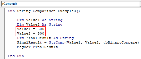 VBA String Comparison Example 3