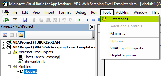 VBA Web Scraping Example 1.1.0