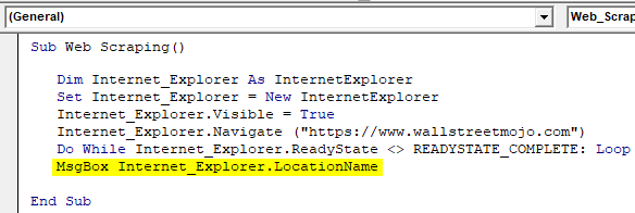 VBA Web Scraping Example 1.13.0