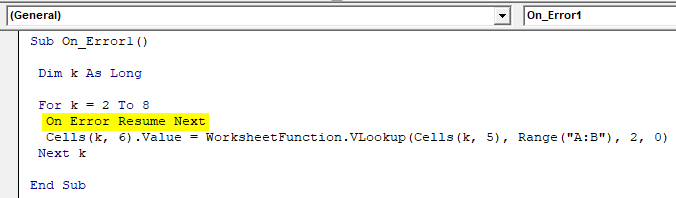 VBA on Error Resume Next Example 2.6
