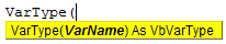 VarType Syntax