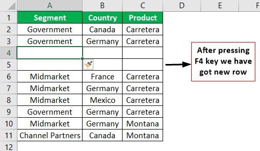 Add Rows in Excel Shortcut Example 1.9