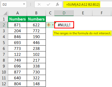 #NULL! Error