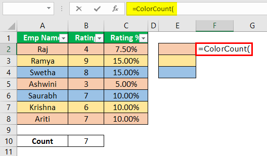How to Count Cells with Color in Excel Example 1.12