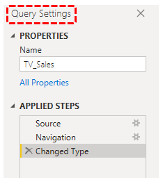Power BI Query (Query Settings)