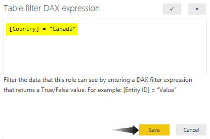 Power BI Security - Table Filter (Dax Expression)