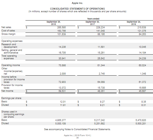Specimen Annual Financial Statement (Income Statements)