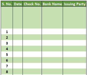 Checkbook Register Format 4