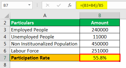 Participation Rate Formula Example 2.3