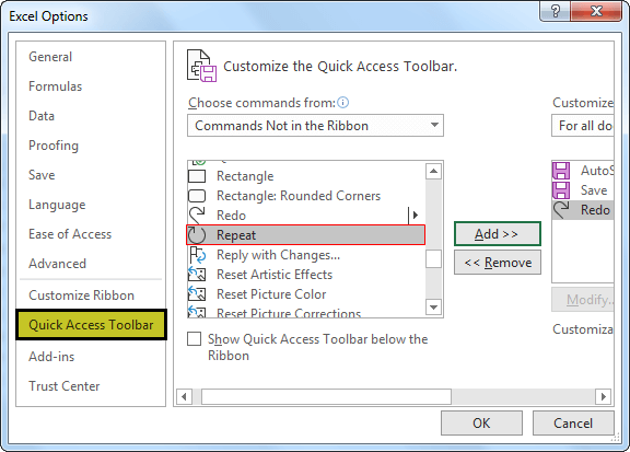 Redo Shortcut - Choose Redo Option