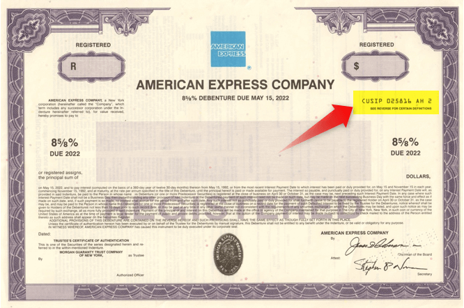 Specimen bond certificate