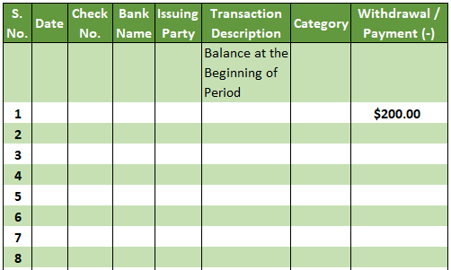 Withdrawal/Payment Format 7