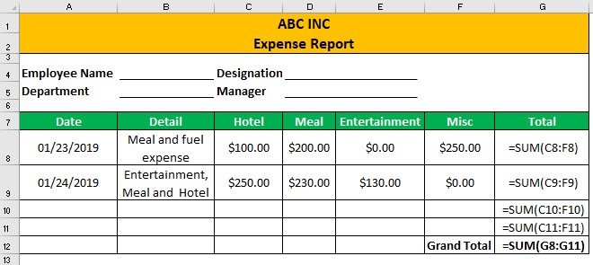 Expense Report Example 1-1