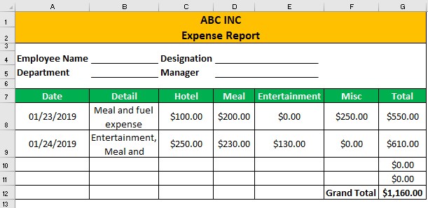 Expense Report Example 1-2