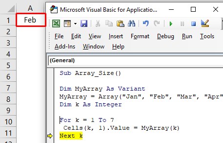 VBA Size Array Example 1-7