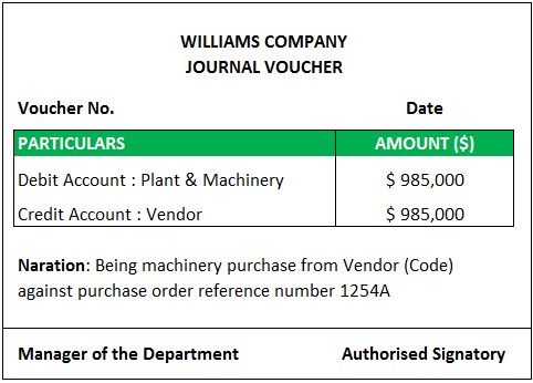 Journal Voucher Example 1