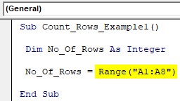 VBA Row Count Example 1-3