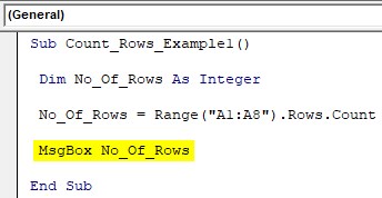 VBA Row Count Example 1-5