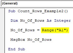VBA Row Count Example 2