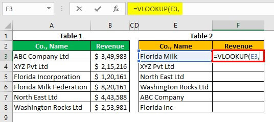 Vlookup false step 2