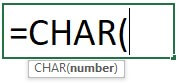 Using 'CHAR Function'