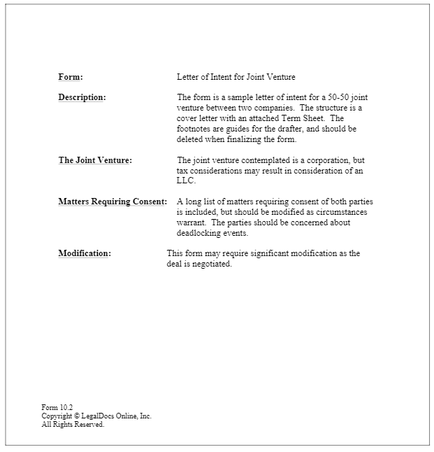 letter of intent template