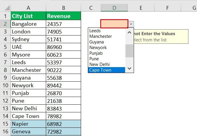 Example #2–Dynamic Drop-Down List