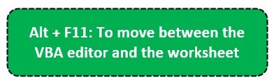 Move Between Worksheet and Excel VBA Editor