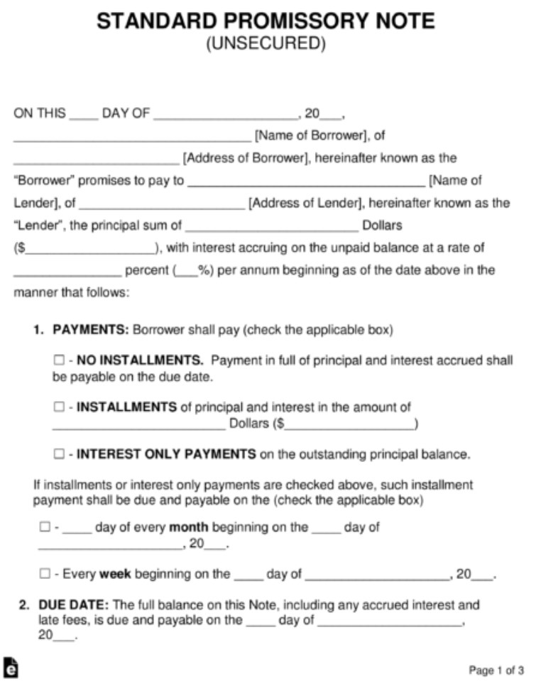 Promissory Note Sample-Template updated