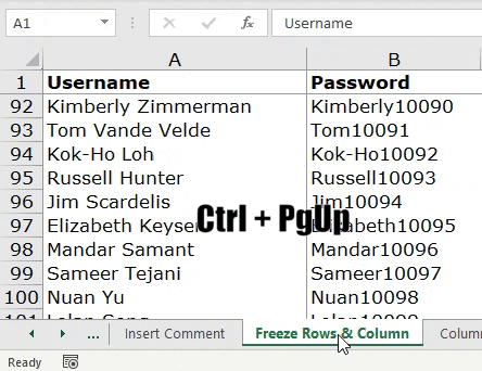freeze rows & column