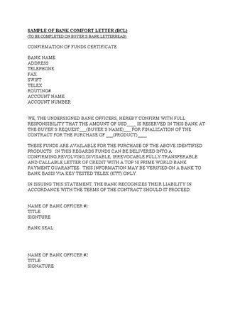 letter of comfort sample