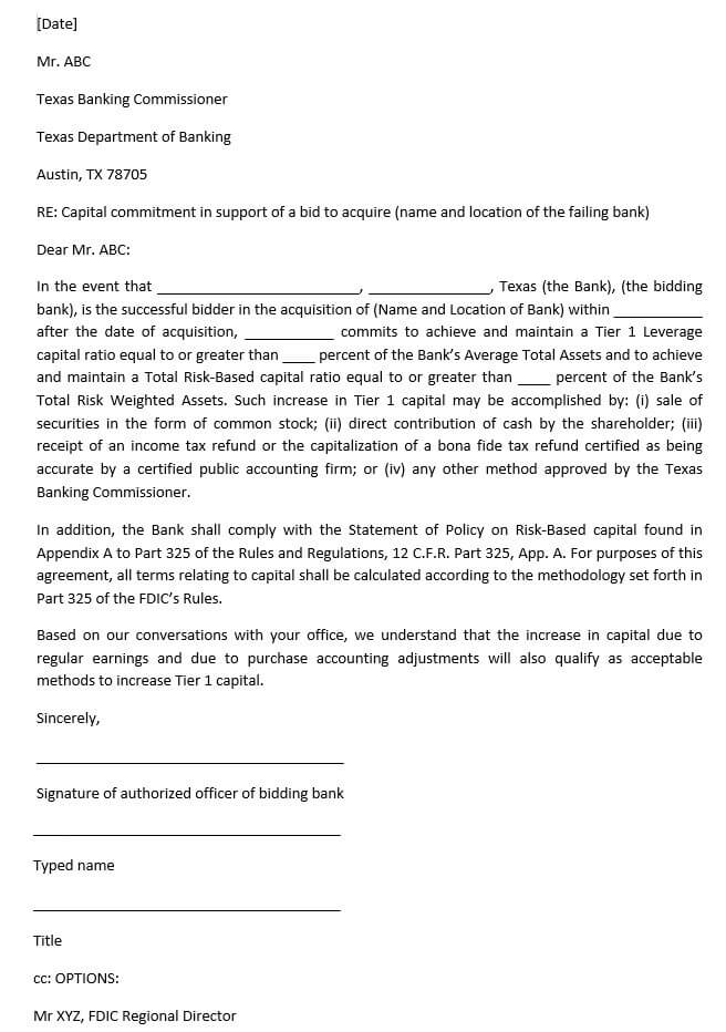 Capital Commitment Letter