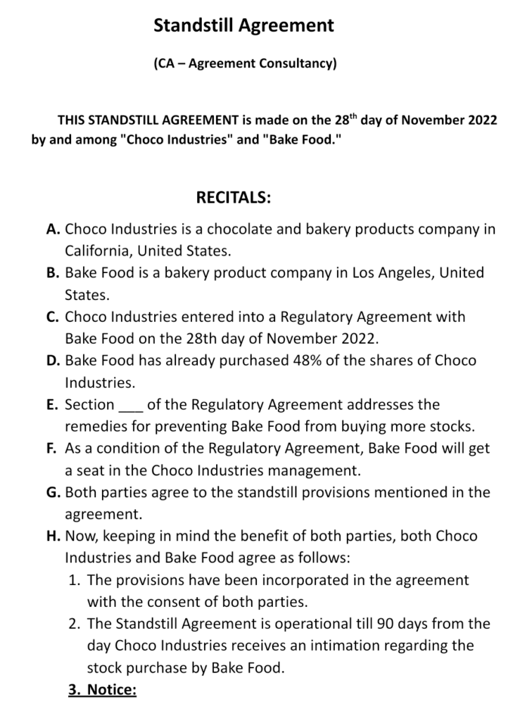 Standstill Agreement Template