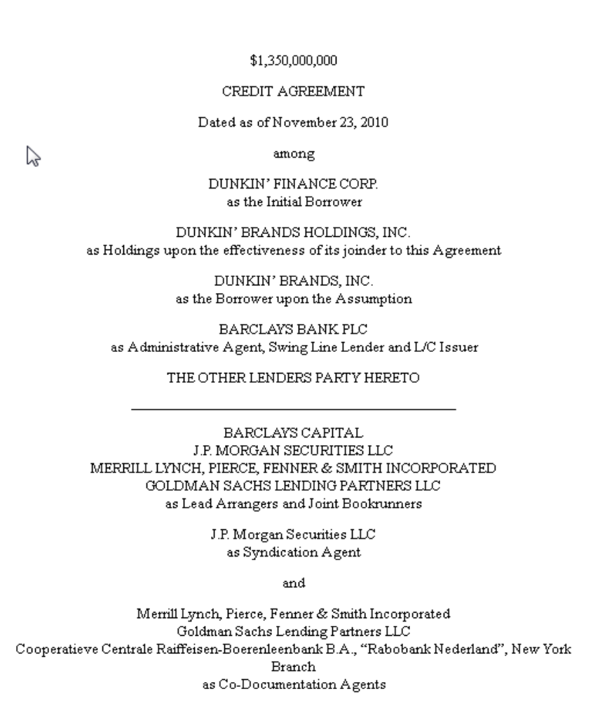 Credit Agreement Sample
