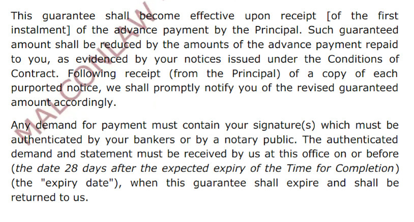 Advance Payment Guarantee Template