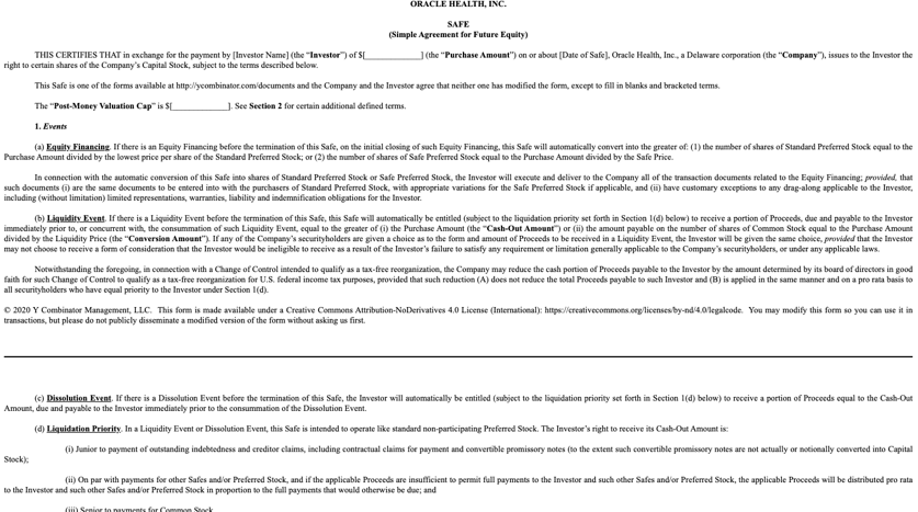 simple agreement for future equity sample