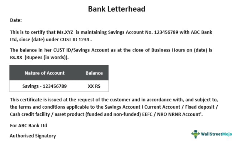 Bank Letterhead