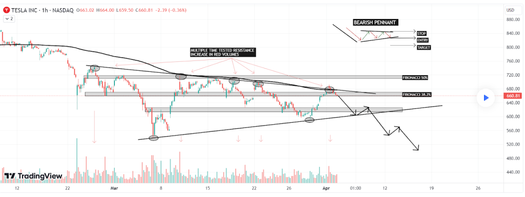 hourly chart of Tesla given below