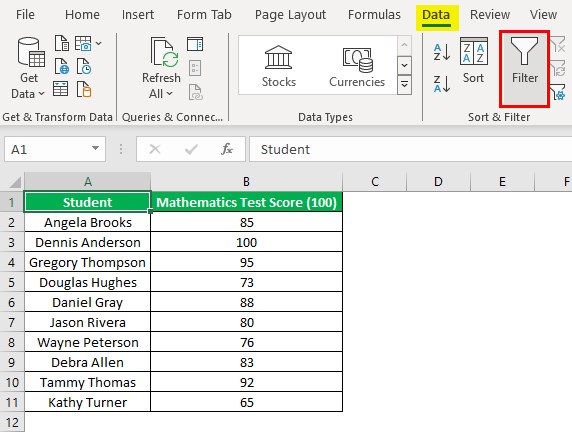 Alphabetize In Excel - Example 3 - Alternate - Step 1