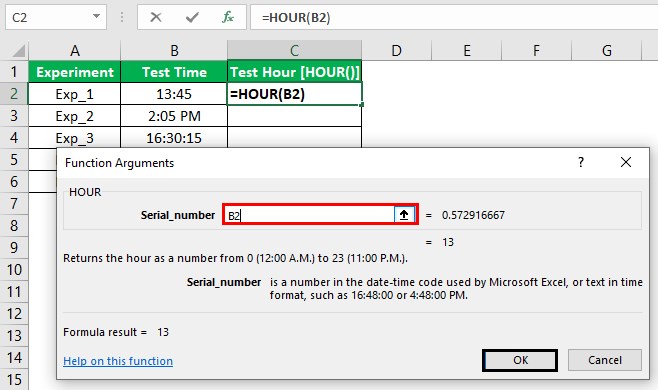 Hour Excel - Example 1 - Step 1 - Alternative - argument