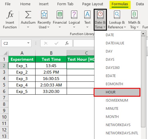 Hour Excel - Example 1 - Step 1 - Alternative