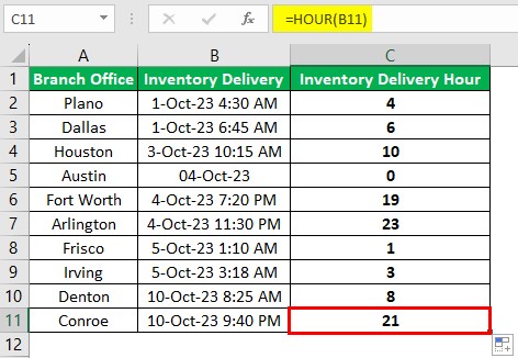 Hour Excel - Example 2 - Step 2