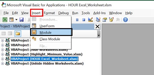 Hour function in VBA Example - Step 2