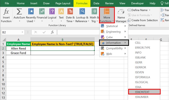 ISNONTEXT Function - Example 1 - alt - Formulas