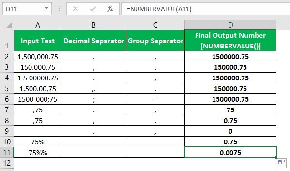 NumberValue Excel - Example 1 - Step 5